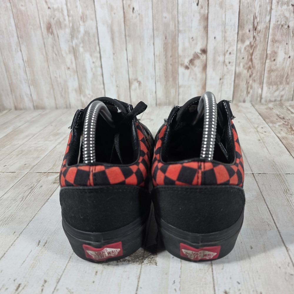 Vans Old Skool Red Black Checkerboard Suede Canvas Sneakers Womens 8.5 Mens 7.0 - Picture 3 of 8